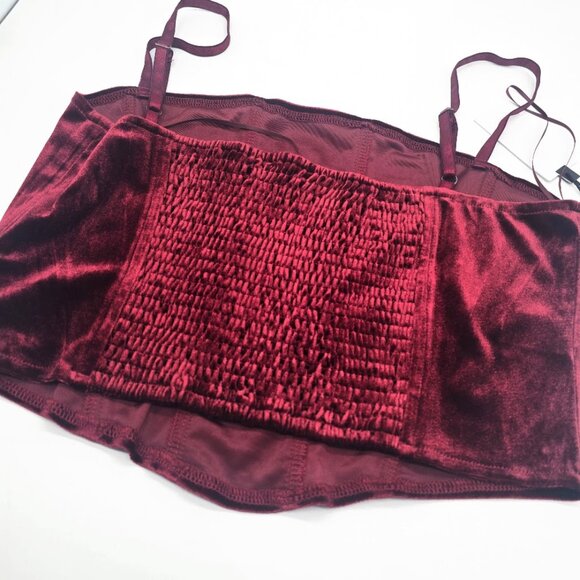 ASTR The Label Velvet Corset Top Large Wine Strap Side Zip - Picture 9 of 10
